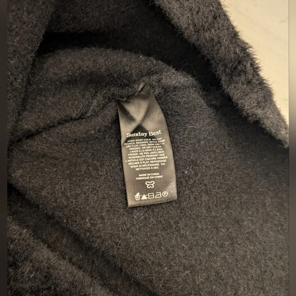 Aritzia Sunday Best Fuzzy Black Long Sleeve Mini Dress (Montgomery Dress) Size M - Picture 9 of 10